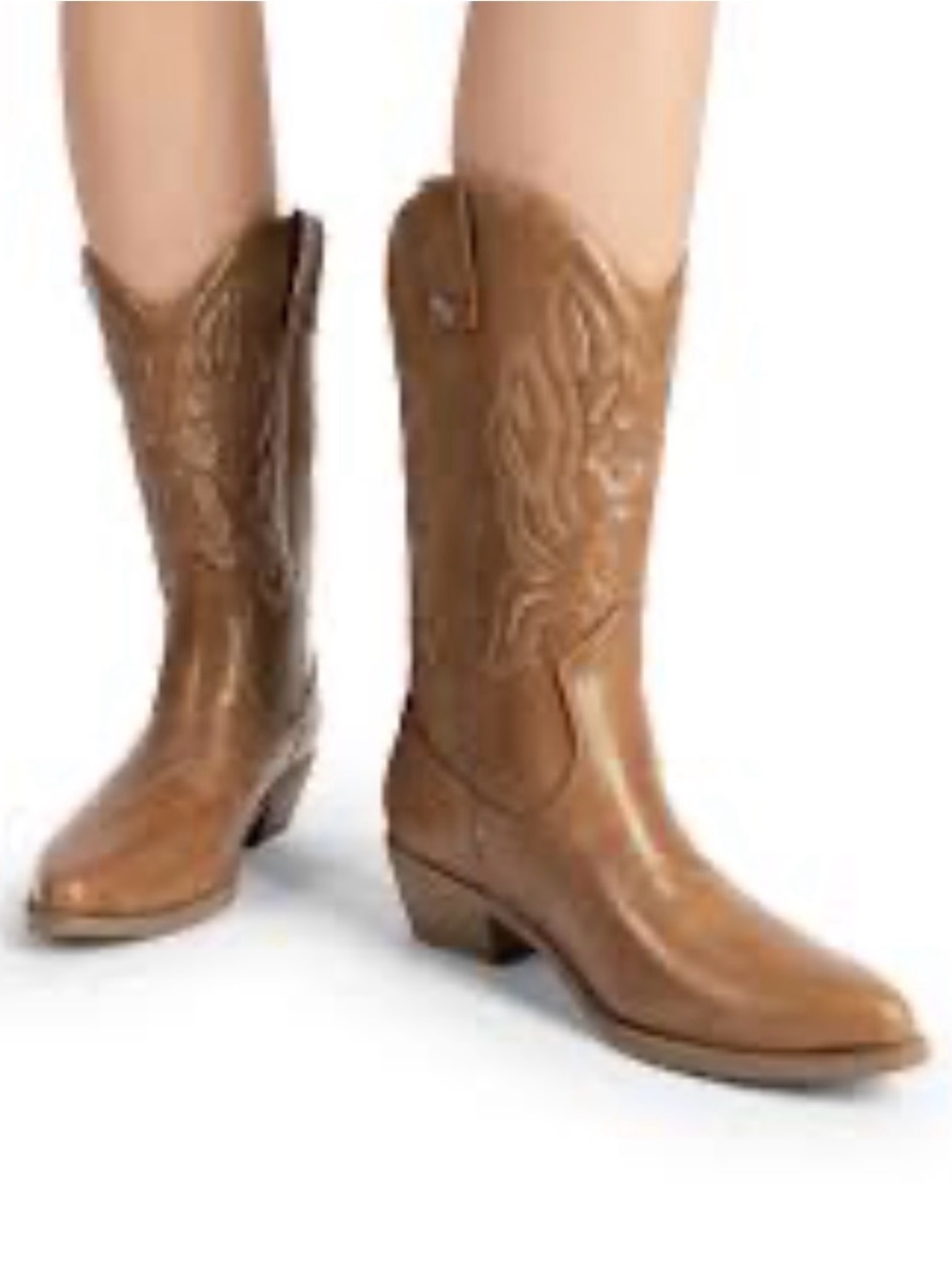 Western-Inspired Women's Tan Leather Cowboy Boots